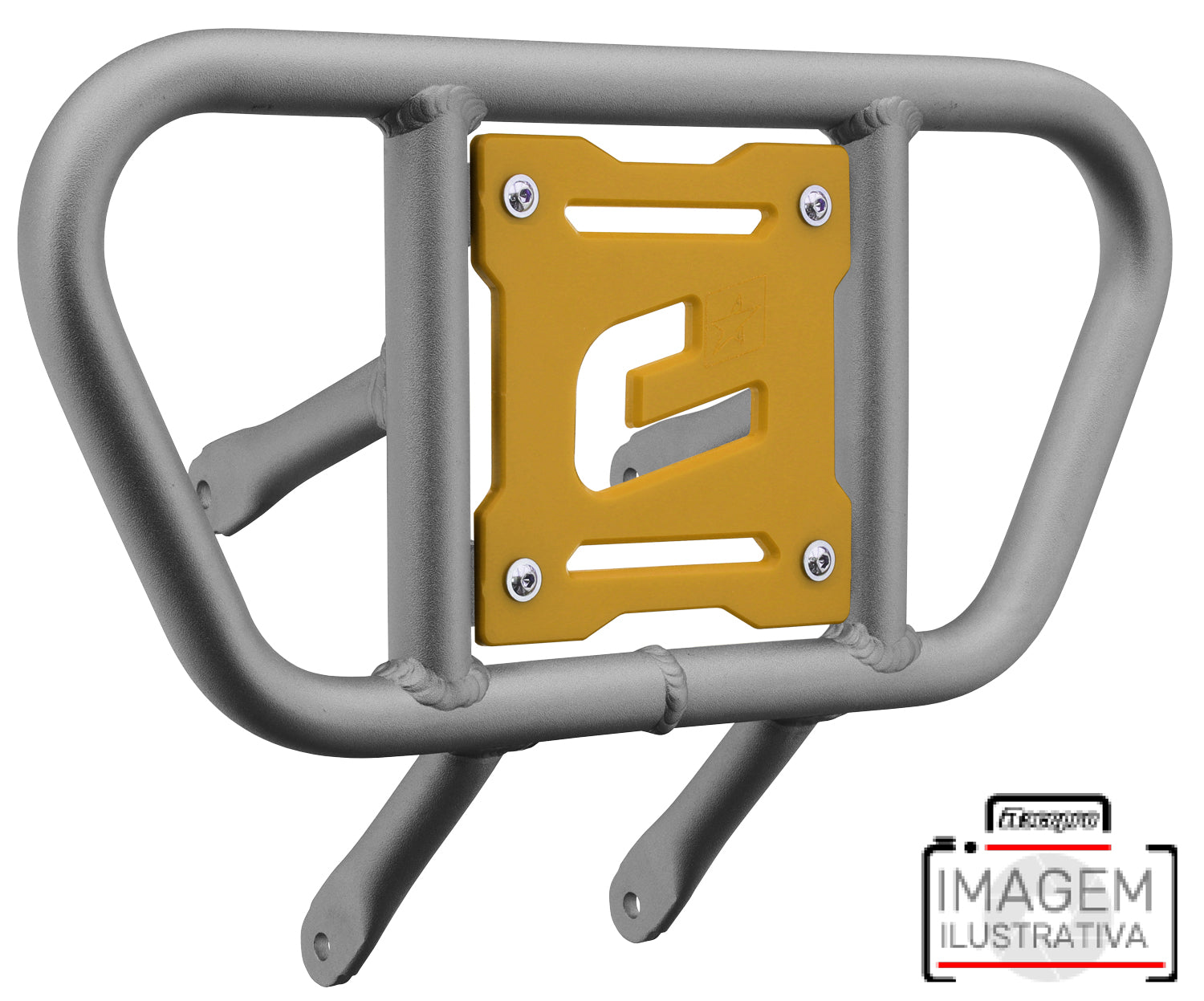 Crosspro - Front Bumper CR01 For Yamaha YFM 700 Raptor-Ice Polish Tube / Yellow Plate