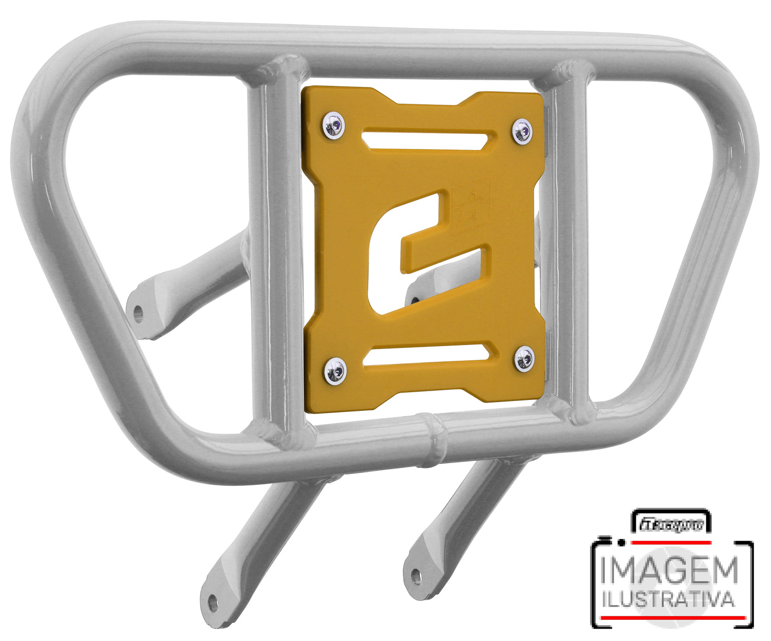 Crosspro - Front Bumper CR01 For Yamaha YFM 700 Raptor-White Tube / Yellow Plate