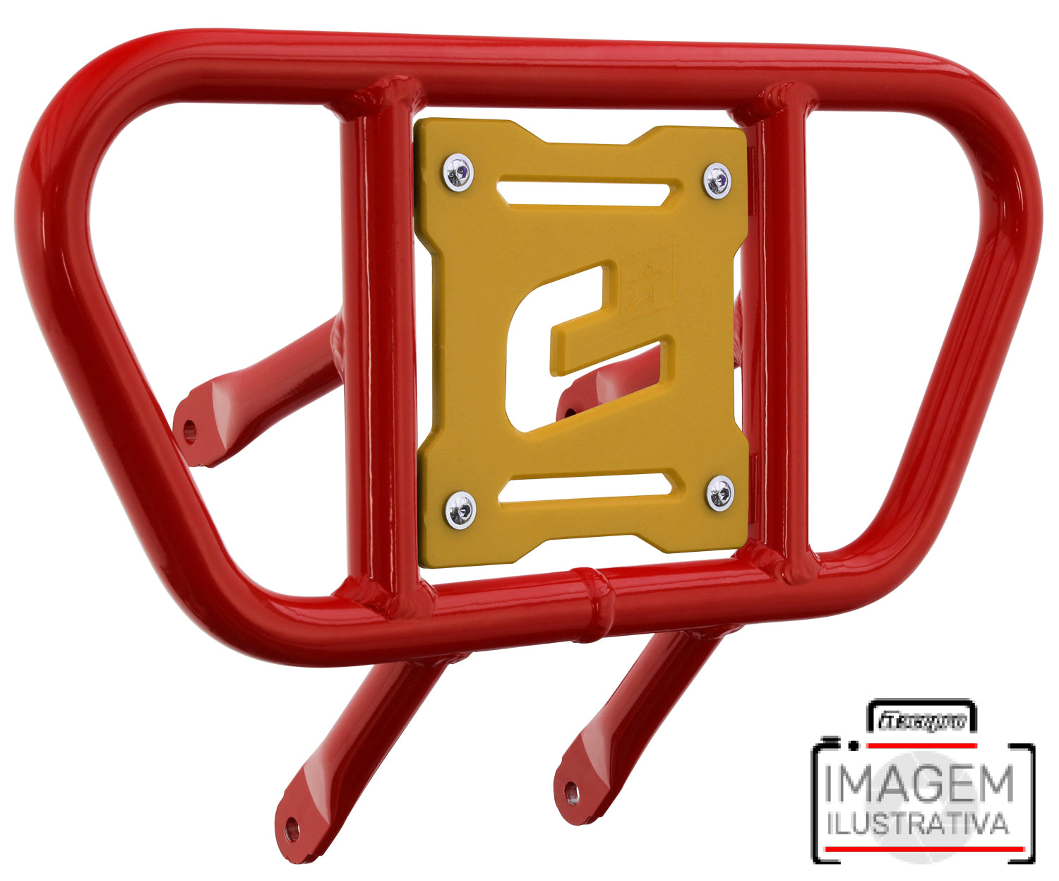 Crosspro - Front Bumper CR01 For Yamaha YFM 700 Raptor-Red Tube / Yellow Plate