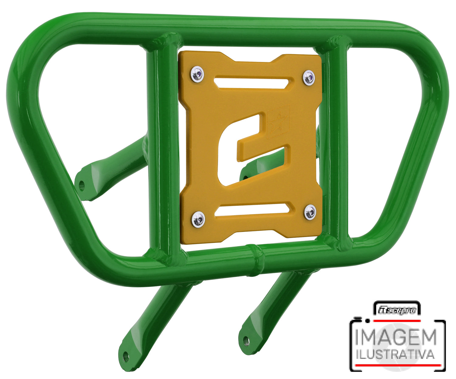 Crosspro - Front Bumper CR01 For Arctic Cat 400 DVX, Honda TRX 400, TRX 450, Honda TRX 400, Kawasaki KFX 400, Suzuki LT-Z 400-Green Tube / Yellow Plate