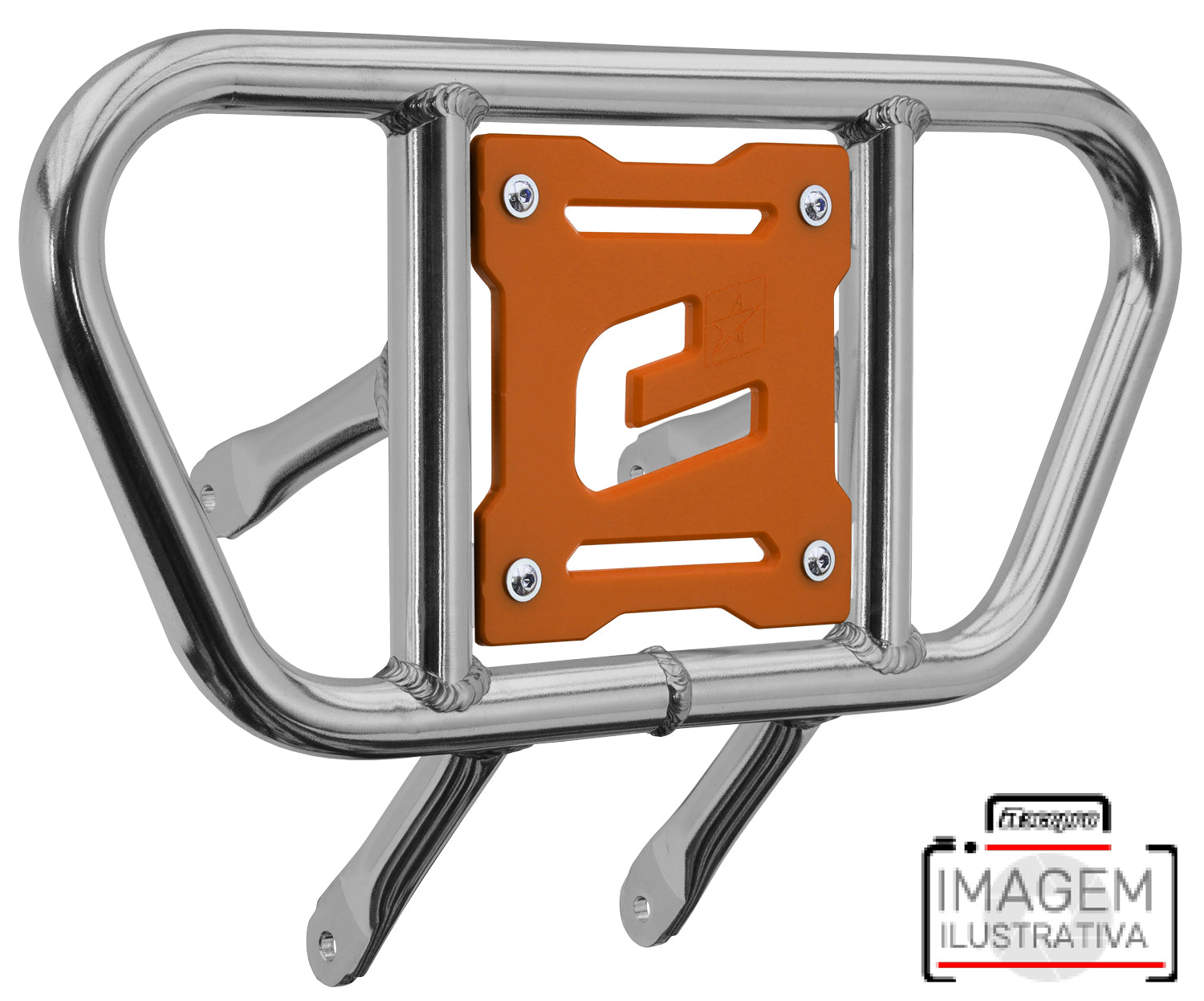 Crosspro - Front Bumper CR01 For Can Am (BRP) DS 450-Polish Tubo / Orange Plate