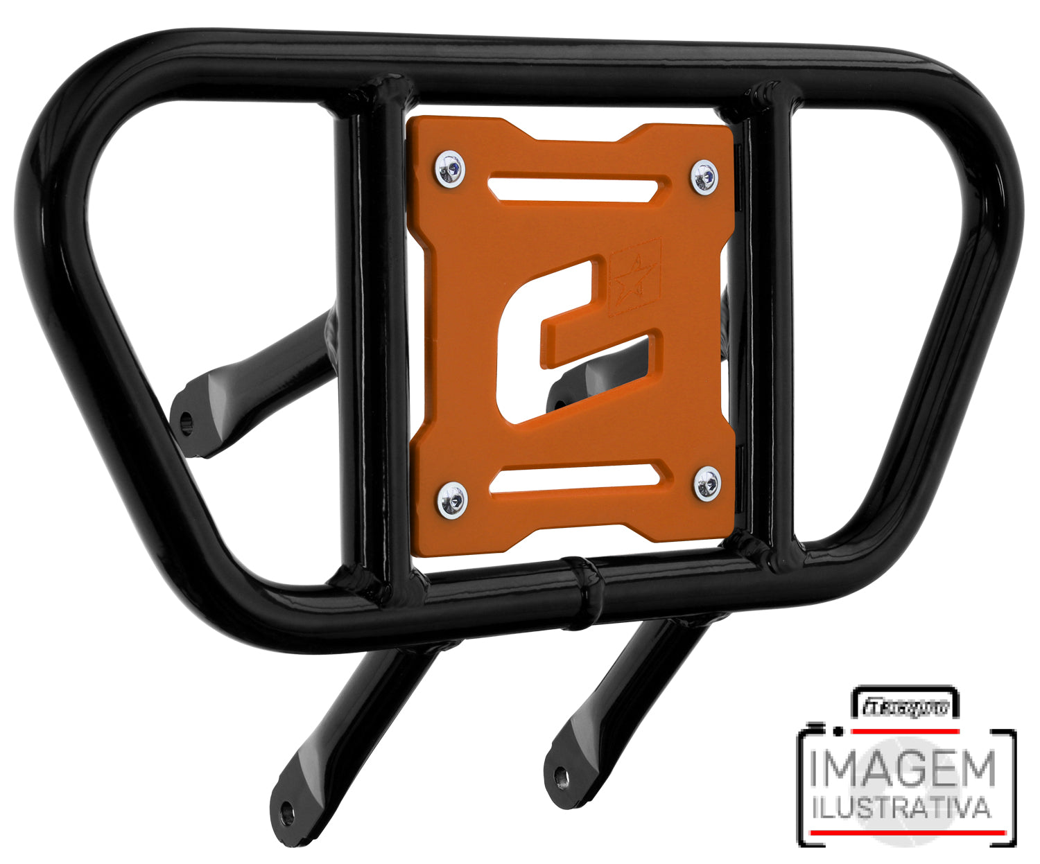 Crosspro - Front Bumper CR01 For Kawasaki KFX 450R-Black Tube / Orange Plate