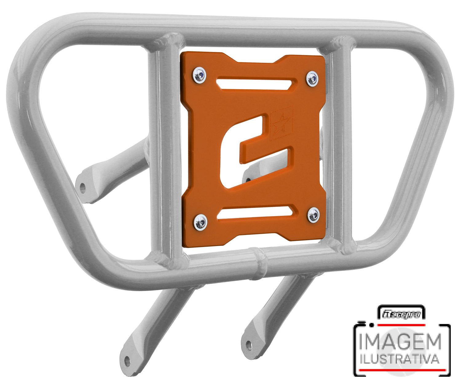 Crosspro - Front Bumper CR01 For Arctic Cat 400 DVX, Honda TRX 400, TRX 450, Honda TRX 400, Kawasaki KFX 400, Suzuki LT-Z 400-White Tube / Orange Plate