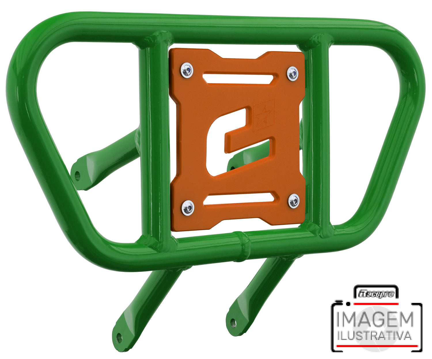 Crosspro - Front Bumper CR01 For Arctic Cat 400 DVX, Honda TRX 400, TRX 450, Honda TRX 400, Kawasaki KFX 400, Suzuki LT-Z 400-Green Tube / Orange Plate