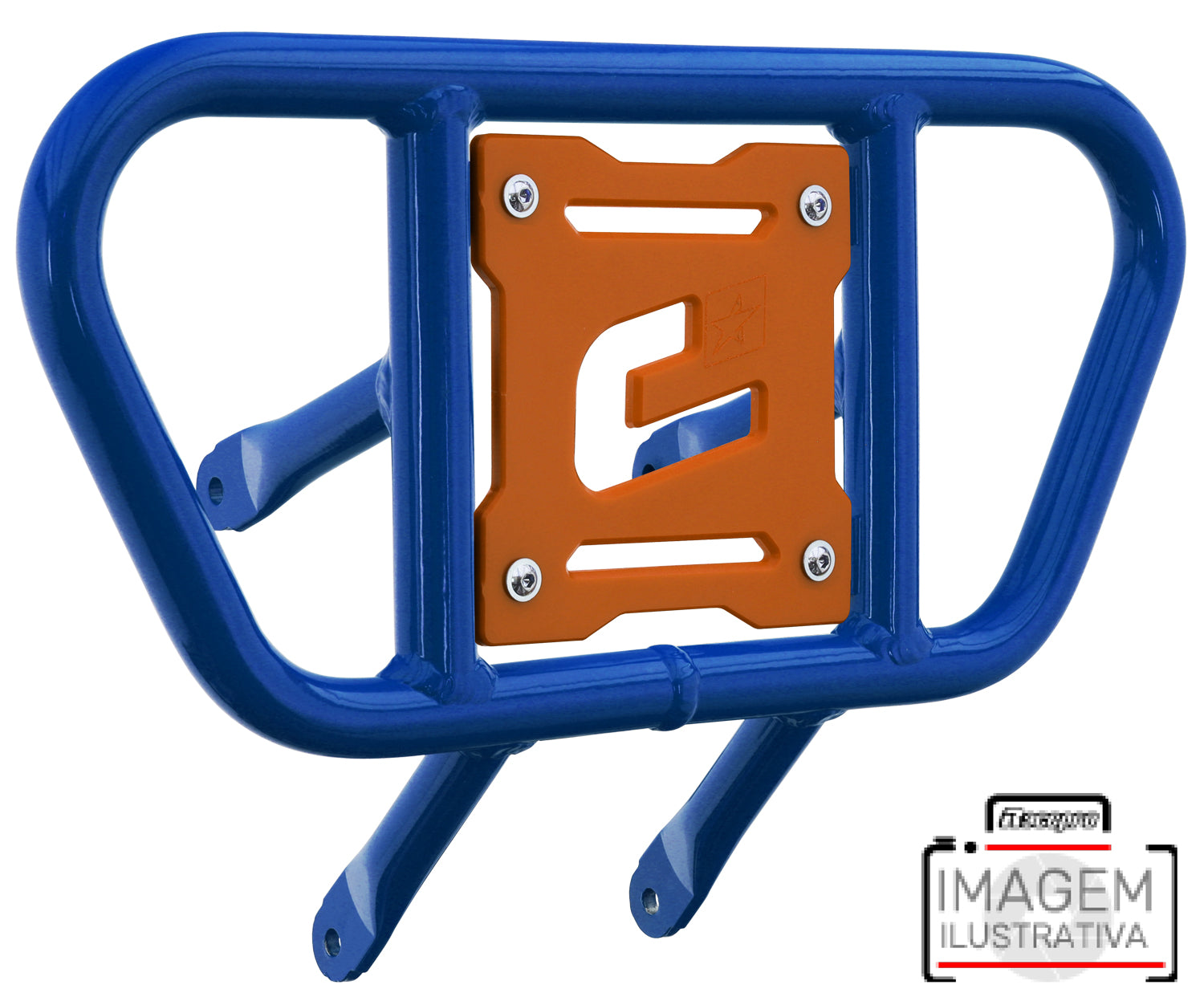 Crosspro - Front Bumper CR01 For Arctic Cat 400 DVX, Honda TRX 400, TRX 450, Honda TRX 400, Kawasaki KFX 400, Suzuki LT-Z 400-Blue Tube / Orange Plate