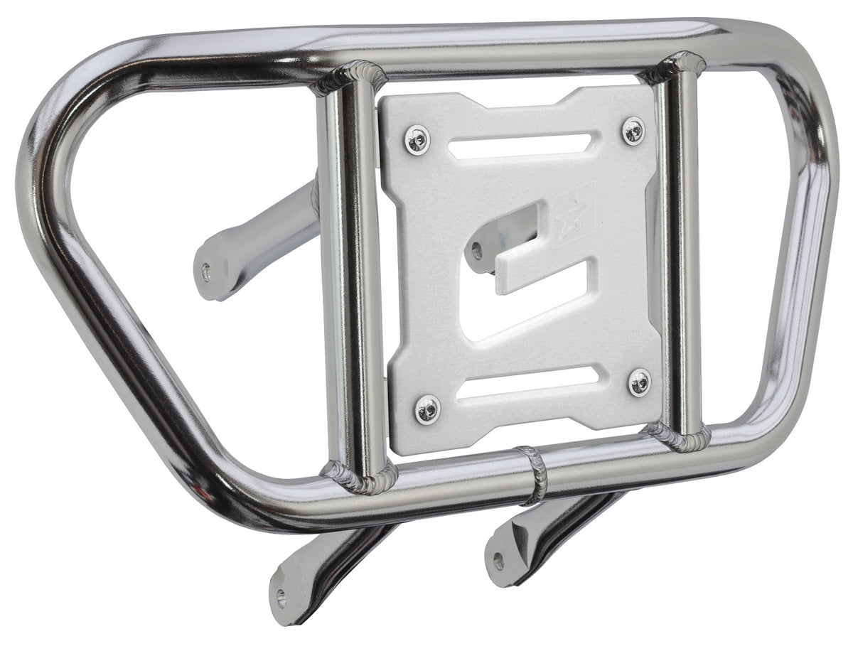 Crosspro - Front Bumper CR02 For Suzuki LT-R 450-Polish Tubo / White Plate