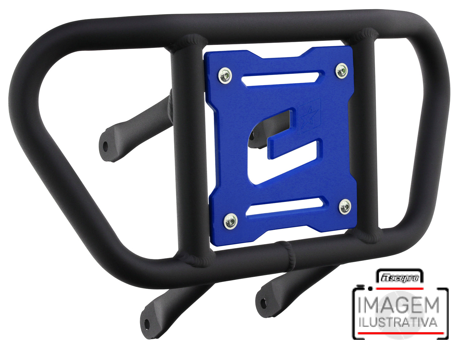Crosspro - Front Bumper CR02 For Yamaha YFM 700 Raptor-Textured Black Tube / Blue Plate