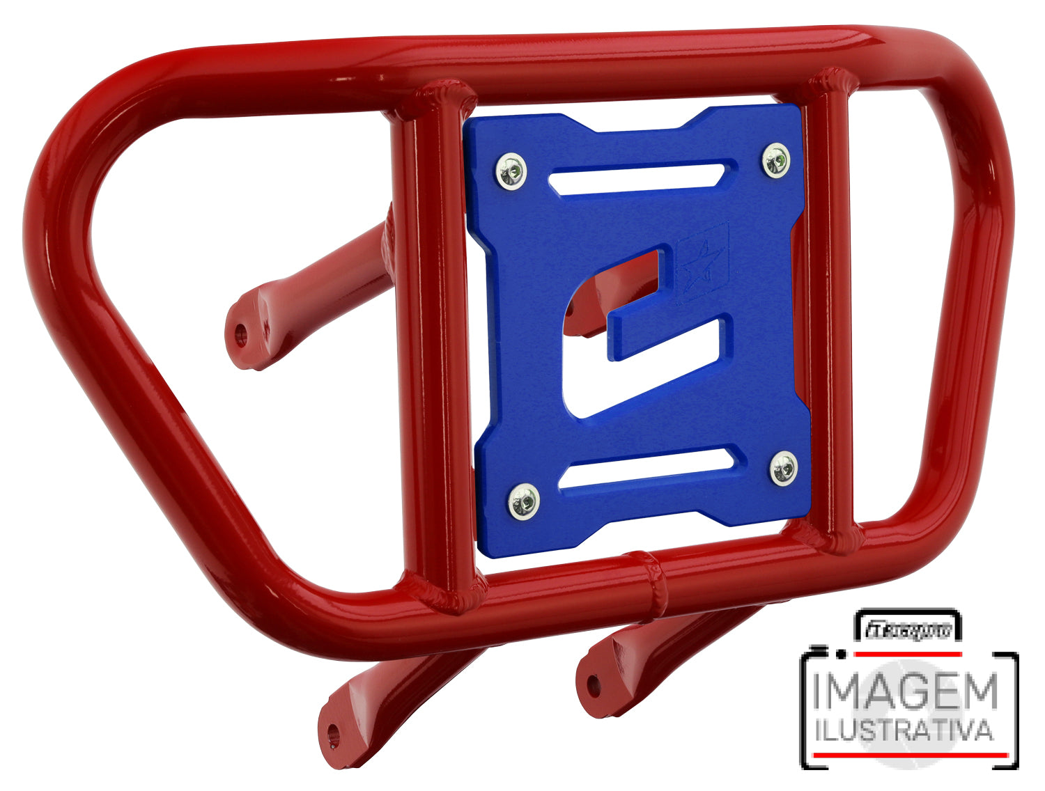 Crosspro - Front Bumper CR02 For Yamaha YFM 700 Raptor-Red Tube / Blue Plate