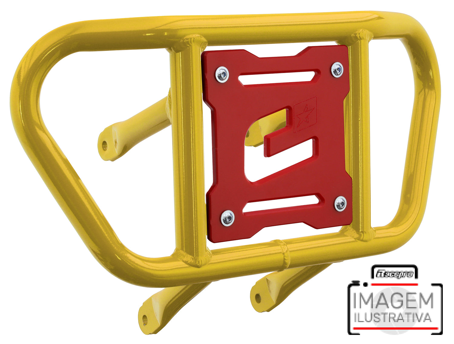 Crosspro - Front Bumper CR02 For Arctic Cat 400 DVX, Honda TRX 400, TRX 450, Honda TRX 400, Kawasaki KFX 400, Suzuki LT-Z 400-Yellow Tube / Red Plate
