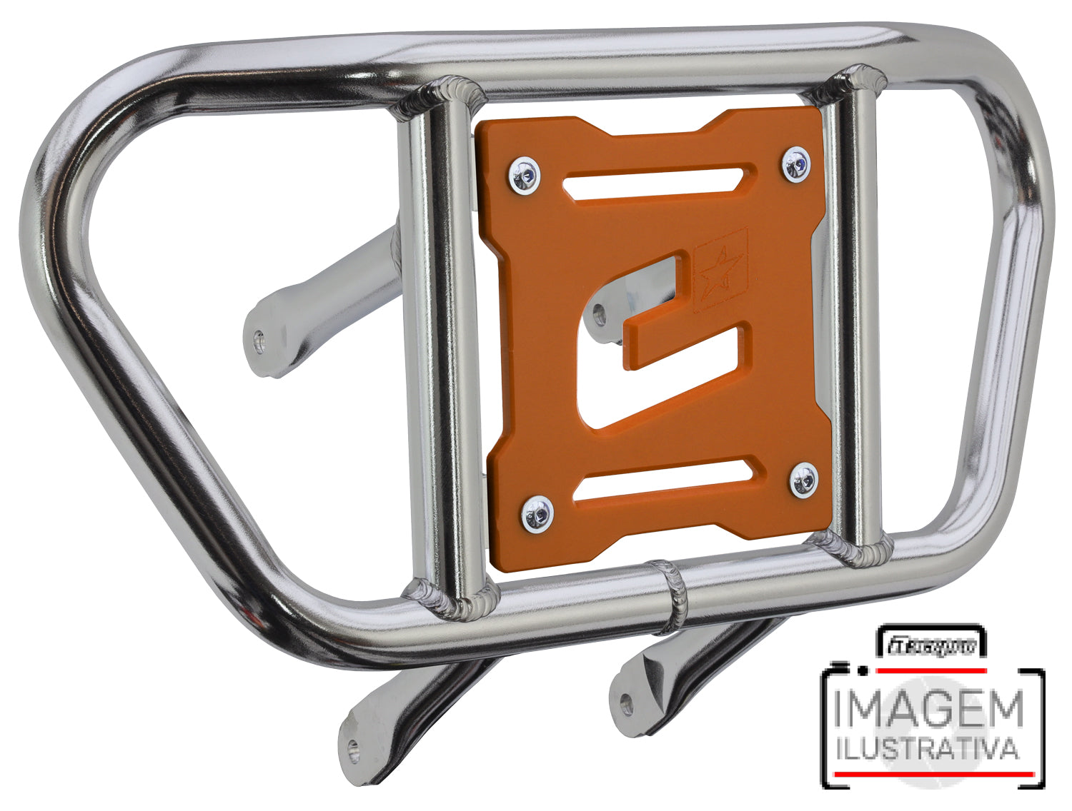 Crosspro - Front Bumper CR02 For Yamaha YFM 700 Raptor-Polish Tubo / Orange Plate