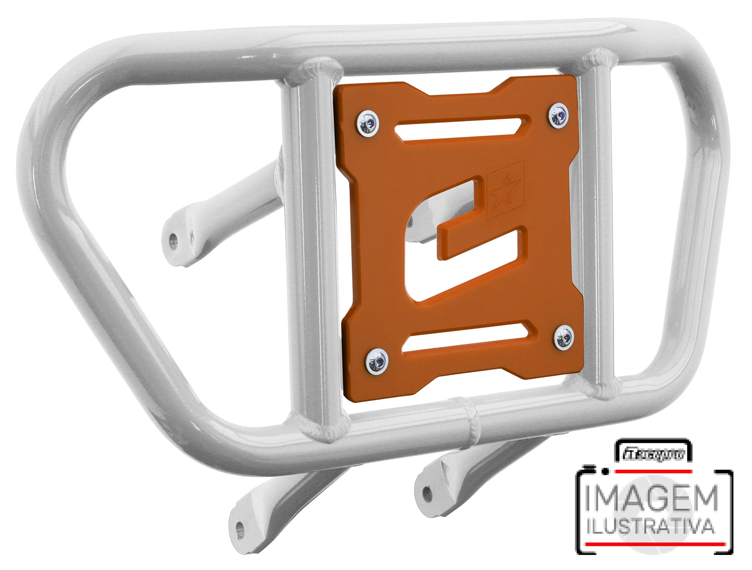 Crosspro - Front Bumper CR02 For Kawasaki KFX 450R-White Tube / Orange Plate