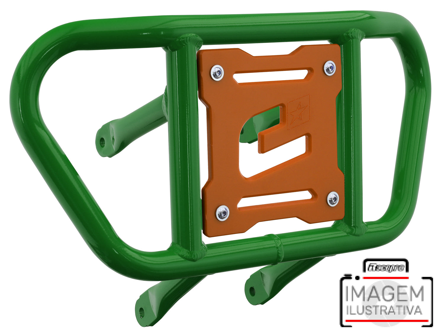 Crosspro - Front Bumper CR02 For Yamaha YFM 700 Raptor-Green Tube / Orange Plate