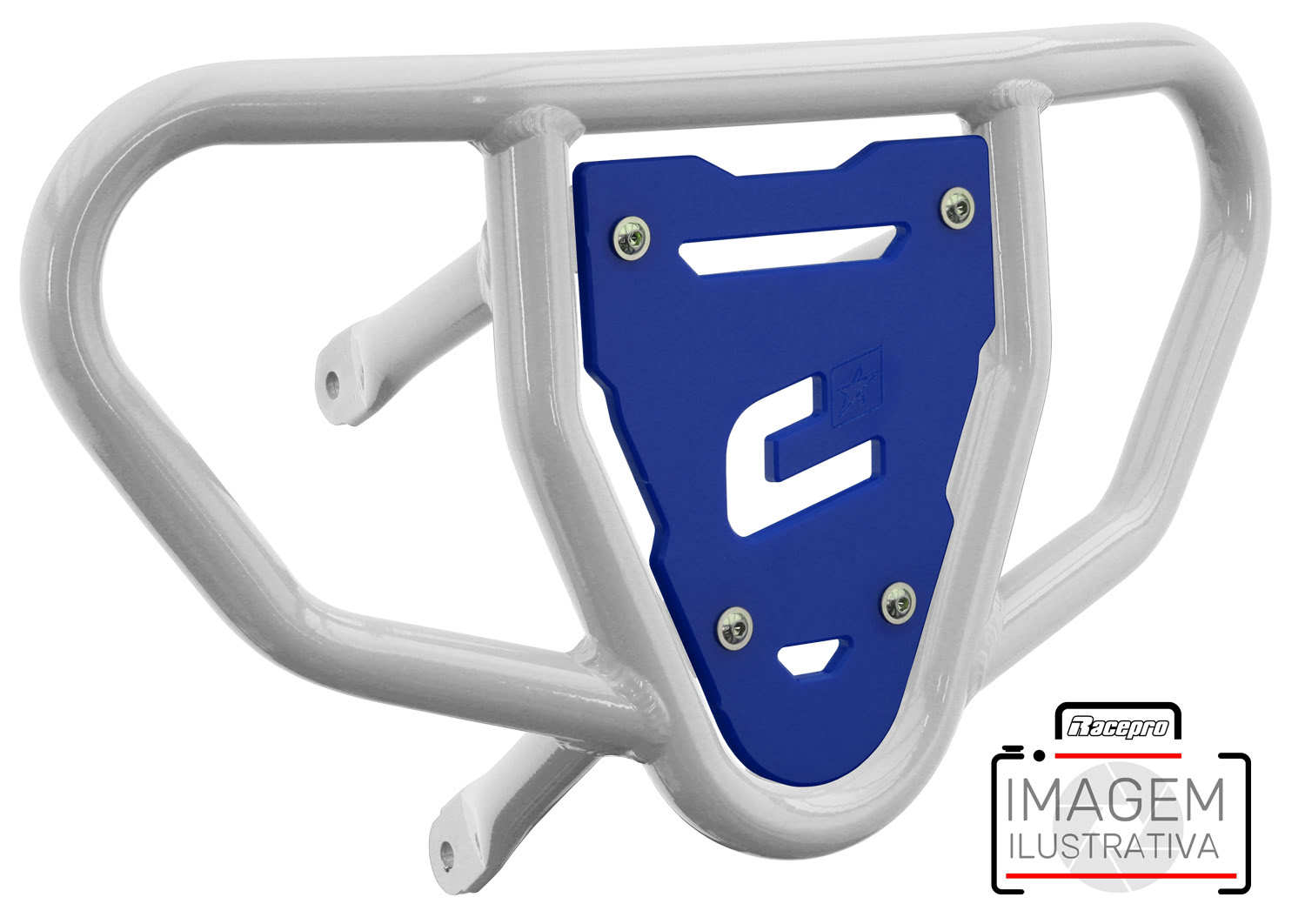 Crosspro - Front Bumper CR03 For Arctic Cat 400 DVX, Honda TRX 400, TRX 450, Honda TRX 400, Kawasaki KFX 400, Suzuki LT-Z 400-White Tube / Blue Plate