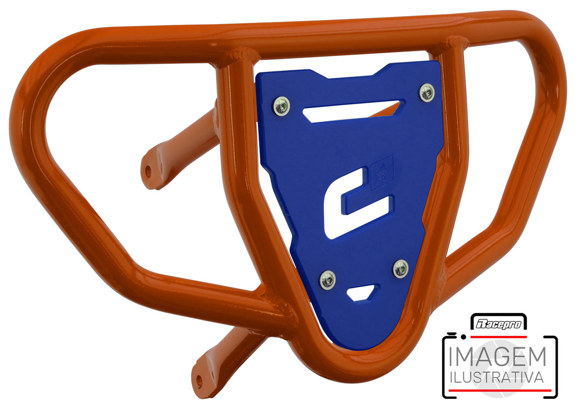Crosspro - Front Bumper CR03 For 450 XC (ATV), 525 XC (ATV), KTM 450 SX (ATV), 505 SX (ATV)-Orange Tube / Blue Plate
