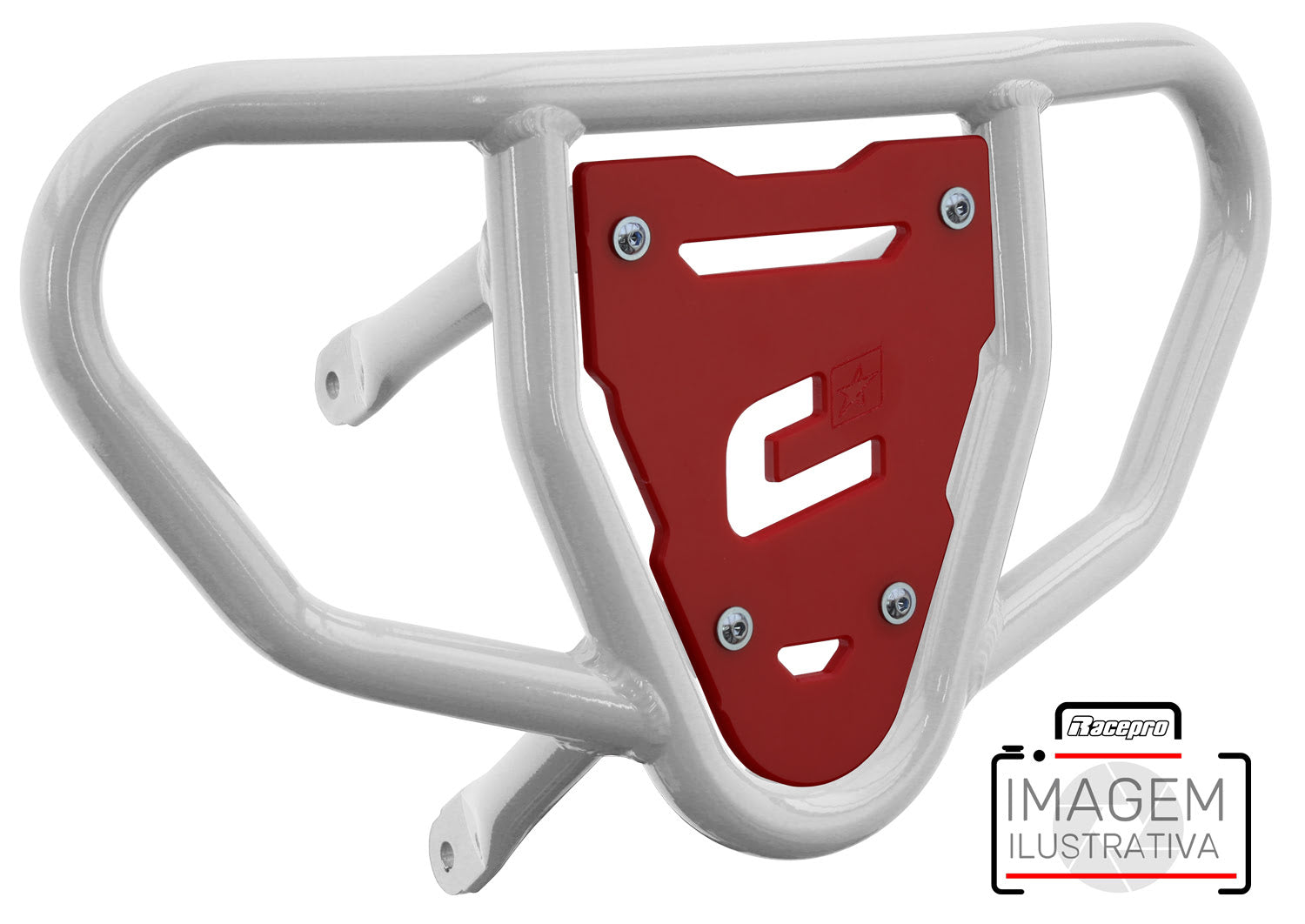Crosspro - Front Bumper CR03 For Yamaha YFM 660 Raptor-White Tube / Red Plate