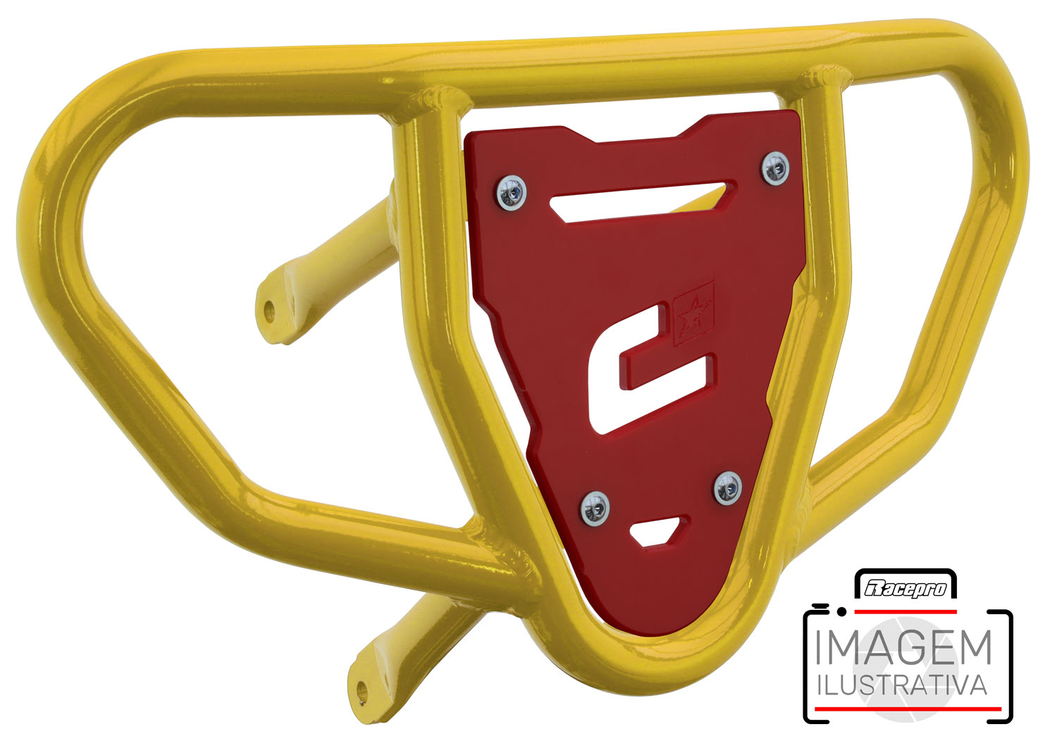 Crosspro - Front Bumper CR03 For Yamaha YFM 660 Raptor-Yellow Tube / Red Plate