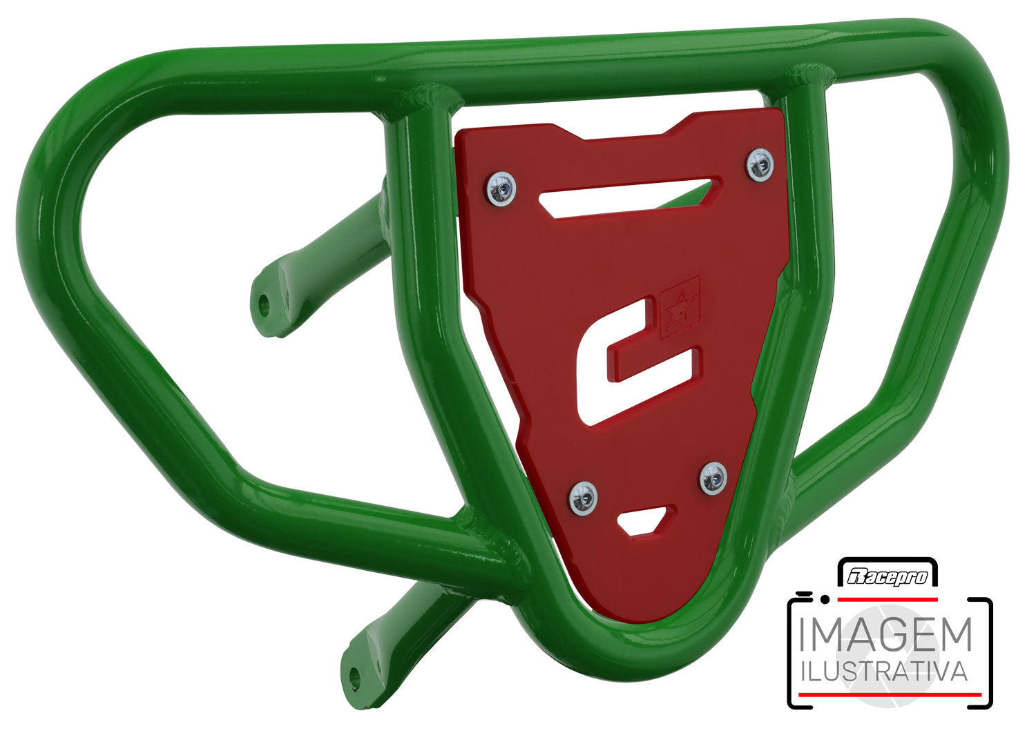 Crosspro - Front Bumper CR03 For Yamaha YFM 660 Raptor-Green Tube / Red Plate