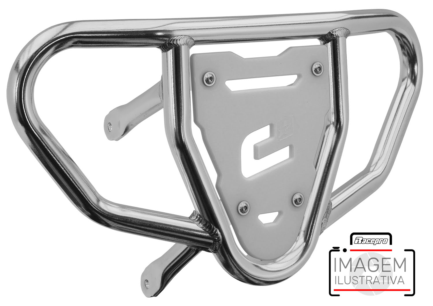 Crosspro - Front Bumper CR03 For Kawasaki KFX 450R-Polish Tubo / White Plate