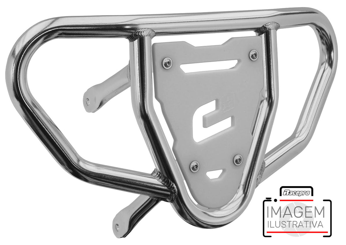 Crosspro - Front Bumper CR03 For Can Am (BRP) DS 450-Polish Tubo / White Plate