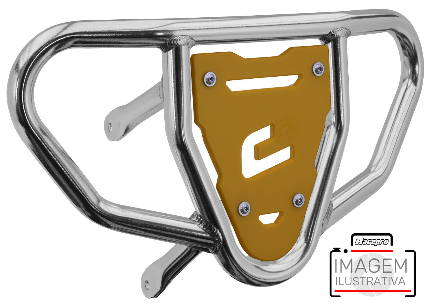 Crosspro - Front Bumper CR03 For Yamaha YFM 660 Raptor-Polish Tubo / Yellow Plate