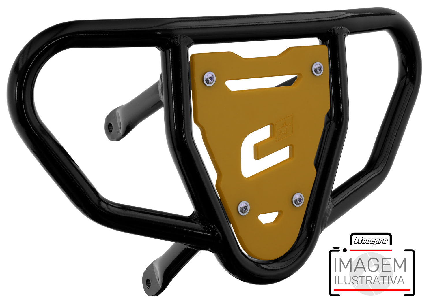 Crosspro - Front Bumper CR03 For Yamaha YFM 700 Raptor-Black Tube / Yellow Plate