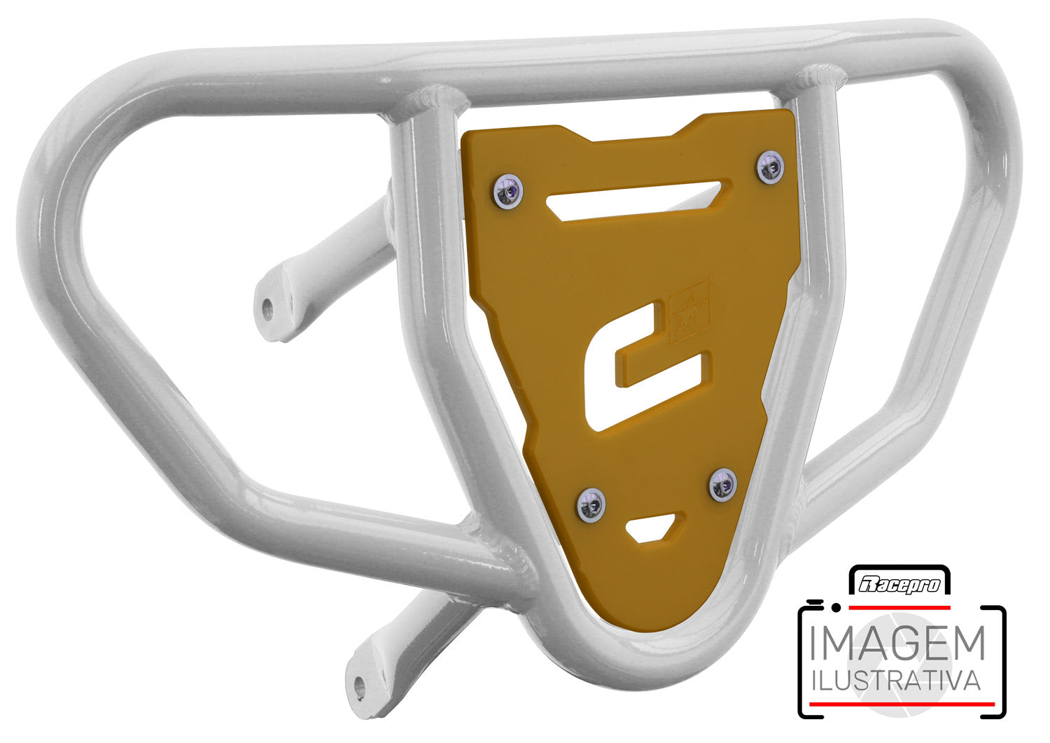 Crosspro - Front Bumper CR03 For Yamaha YFM 660 Raptor-White Tube / Yellow Plate