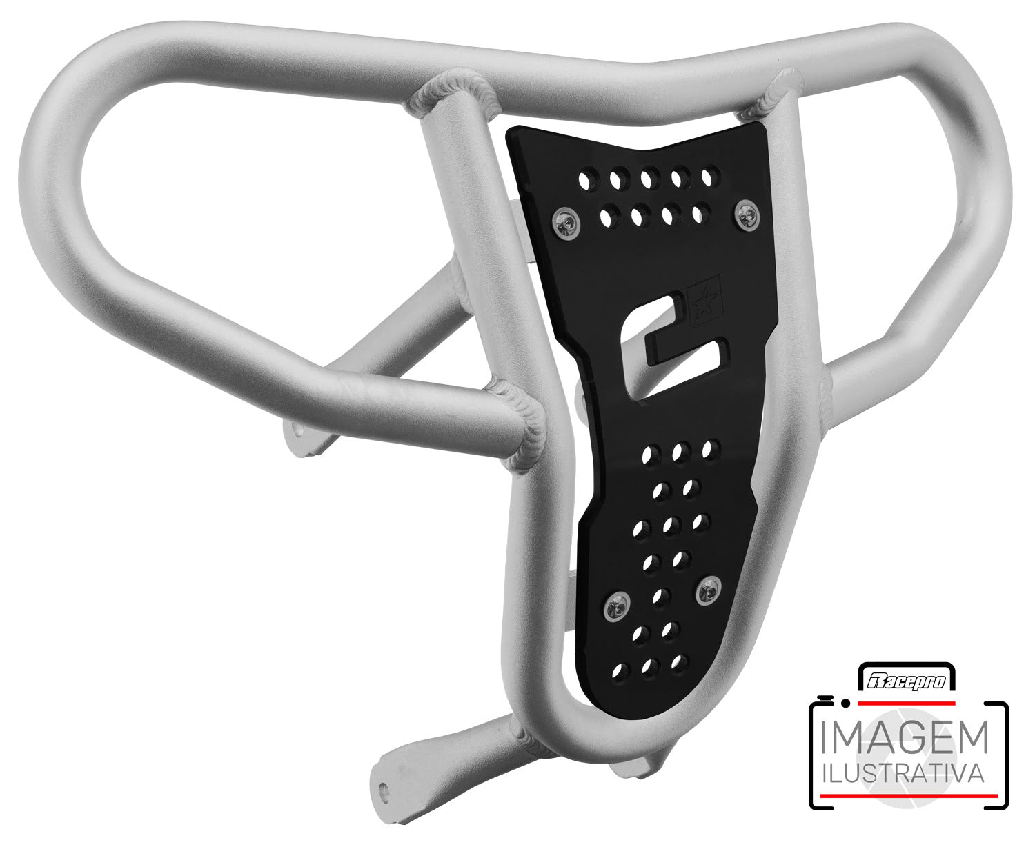 Crosspro - Front Bumper CR04 For Arctic Cat 400 DVX, Honda TRX 400, TRX 450, Honda TRX 400, Kawasaki KFX 400, Suzuki LT-Z 400-Ice Polish Tube / Black Plate