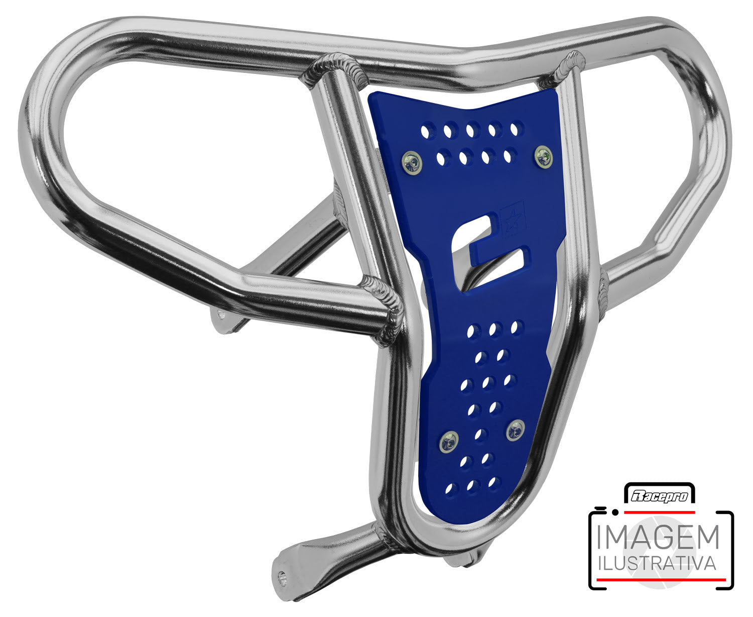 Crosspro - Front Bumper CR04 For Can Am (BRP) DS 450-Polish Tubo / Blue Plate