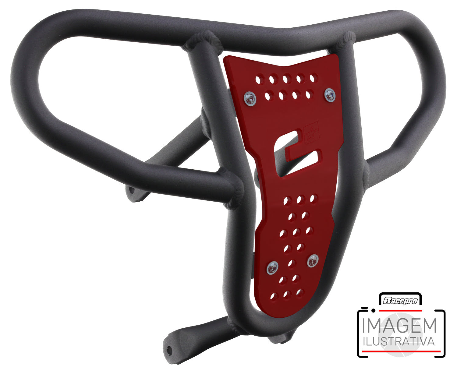 Crosspro - Front Bumper CR04 For Can Am (BRP) DS 450-Textured Black Tube / Red Plate