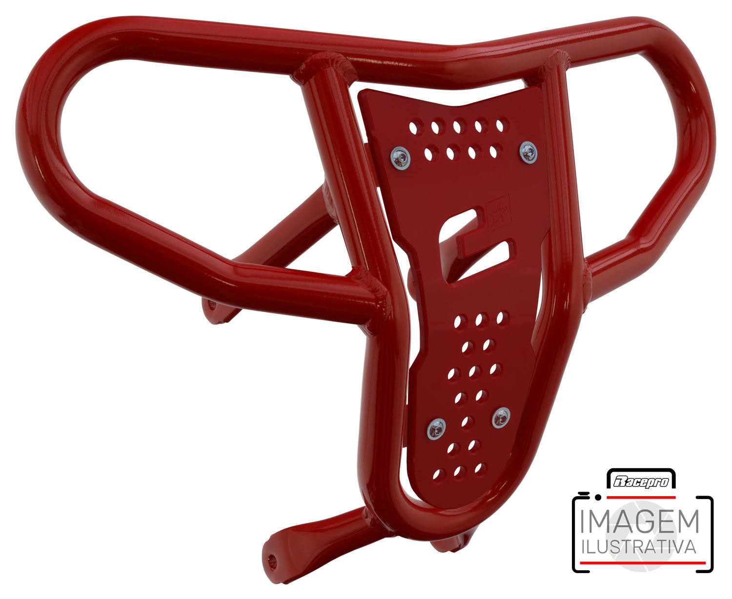 Crosspro - Front Bumper CR04 For Yamaha YFM 700 Raptor-Red Tube / Red Plate
