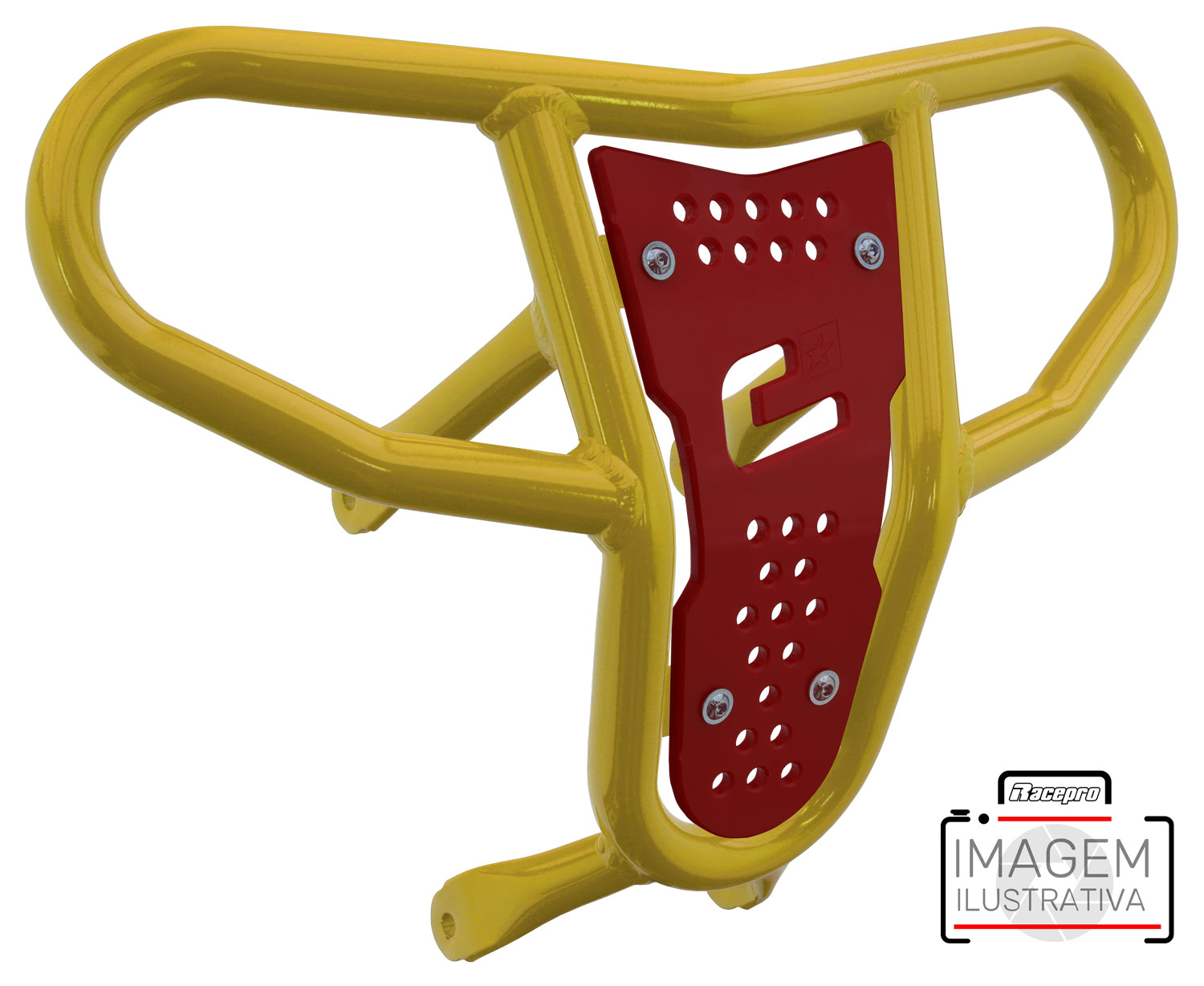 Crosspro - Front Bumper CR04 For Yamaha YFM 660 Raptor-Yellow Tube / Red Plate