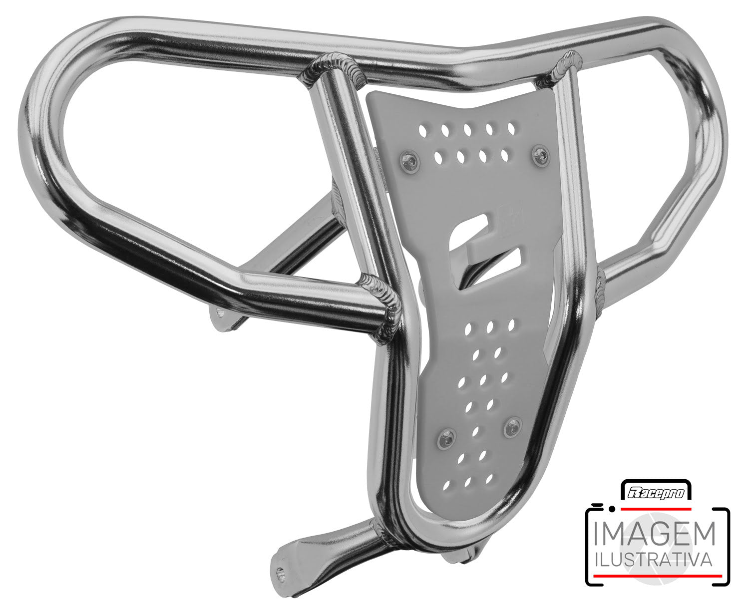 Crosspro - Front Bumper CR04 For Can Am (BRP) DS 450-Polish Tubo / White Plate