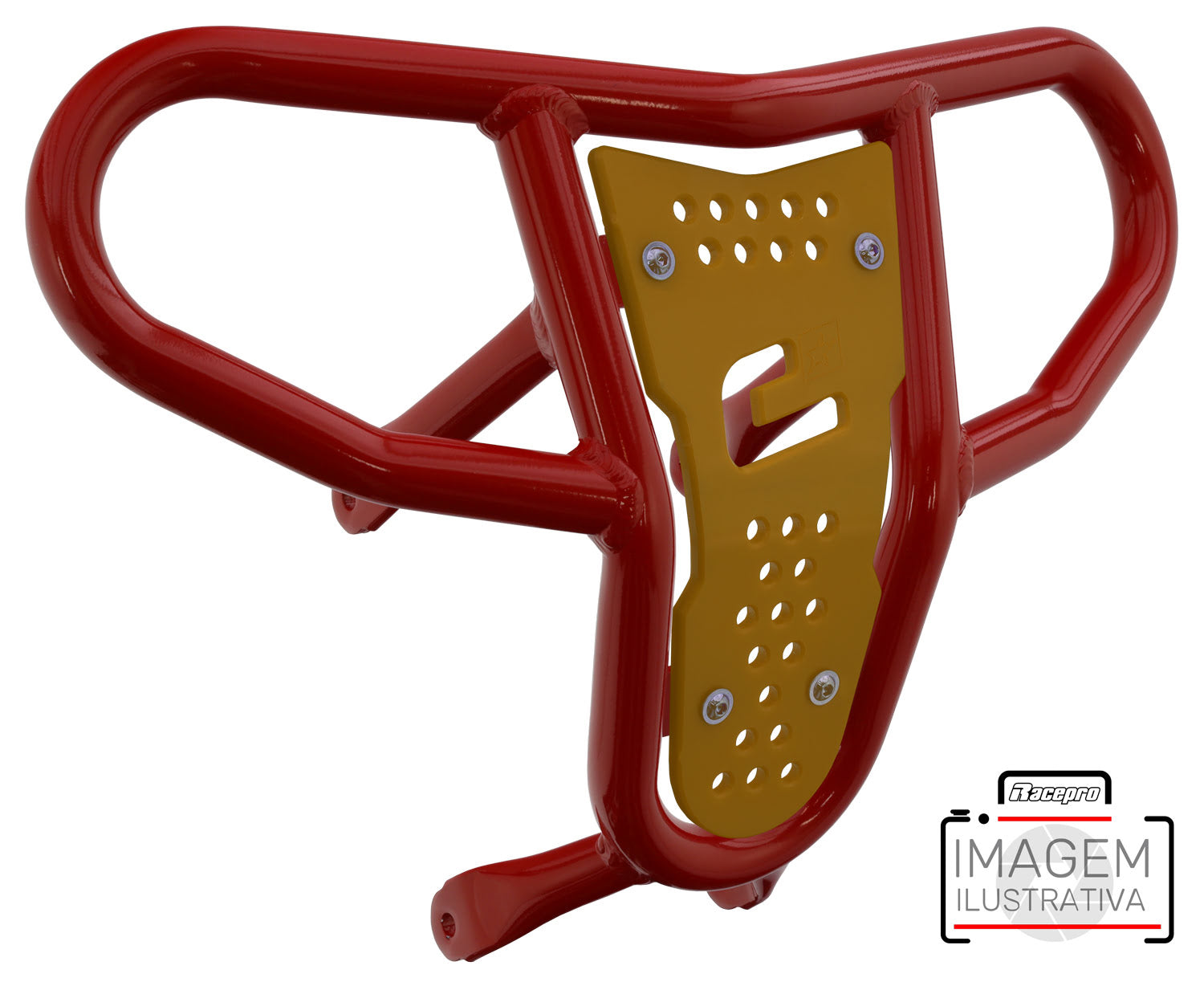 Crosspro - Front Bumper CR04 For Kawasaki KFX 450R-Red Tube / Yellow Plate