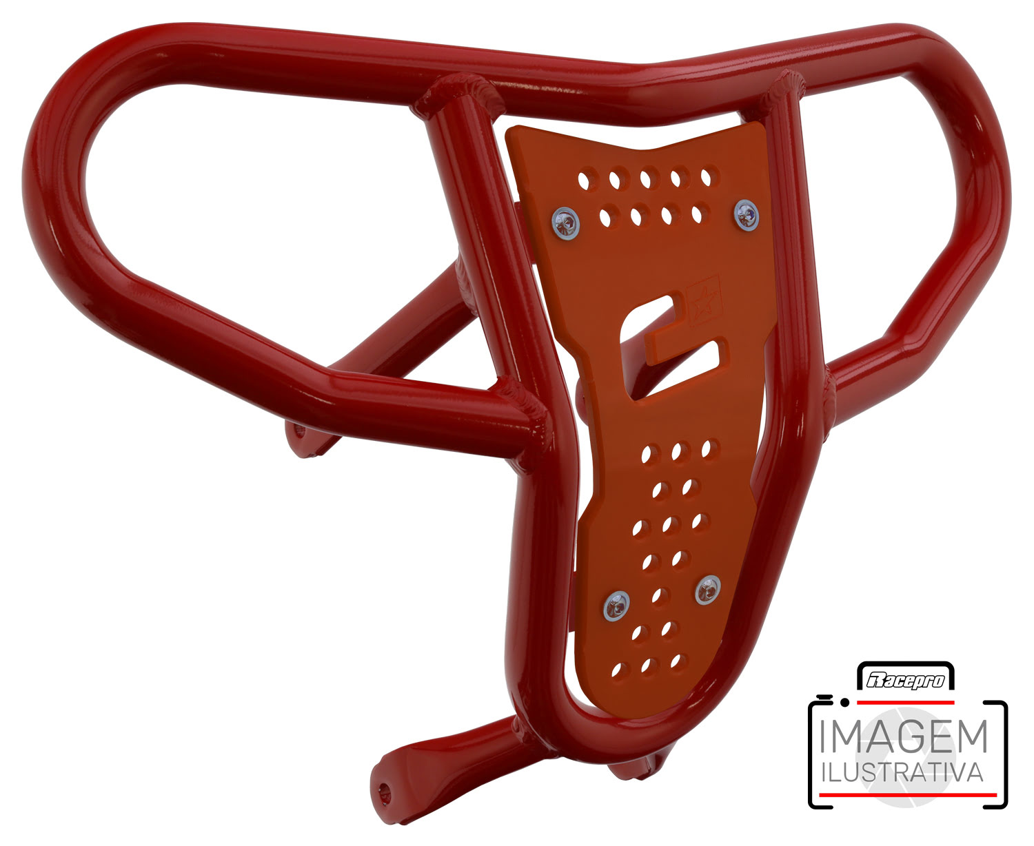 Crosspro - Front Bumper CR04 For Kawasaki KFX 450R-Red Tube / Orange Plate