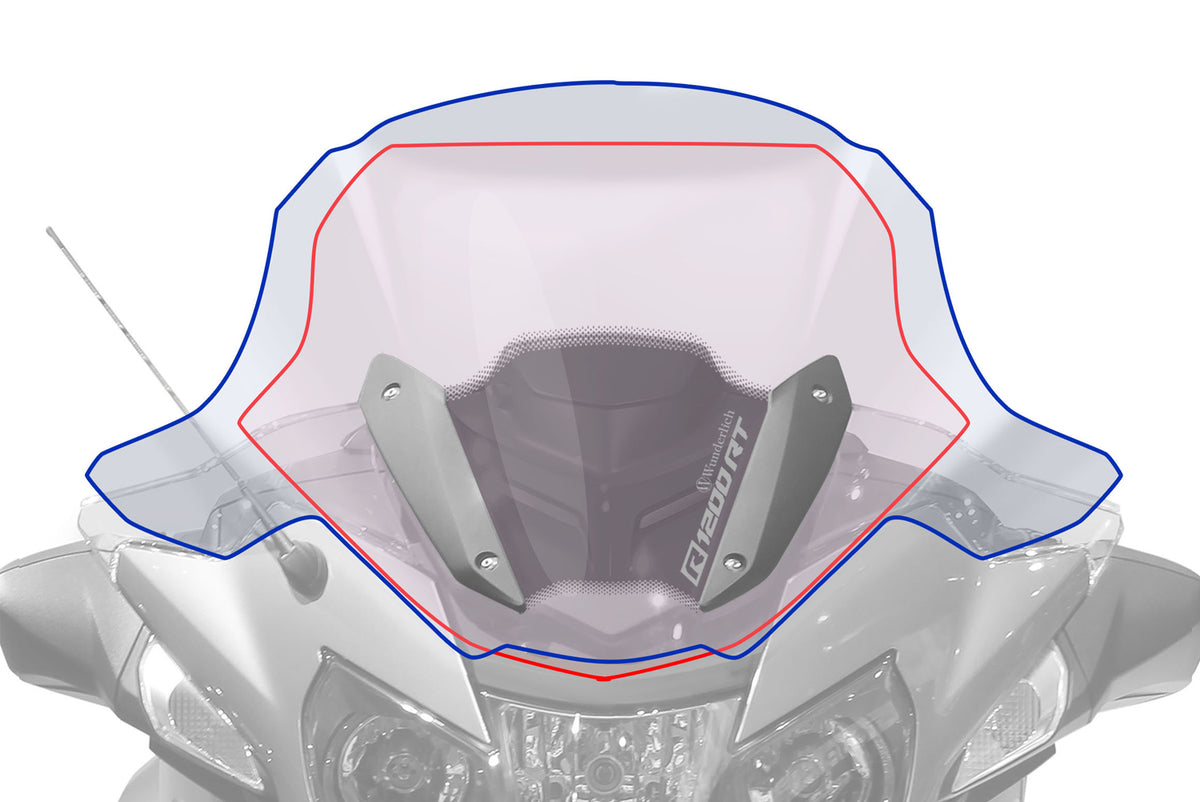 Wunderlich Touring Screen  R 1200/1250 RT LC clear. A luxury touring screen for Tourers. Optimal relief of head, upper body and shoulders.