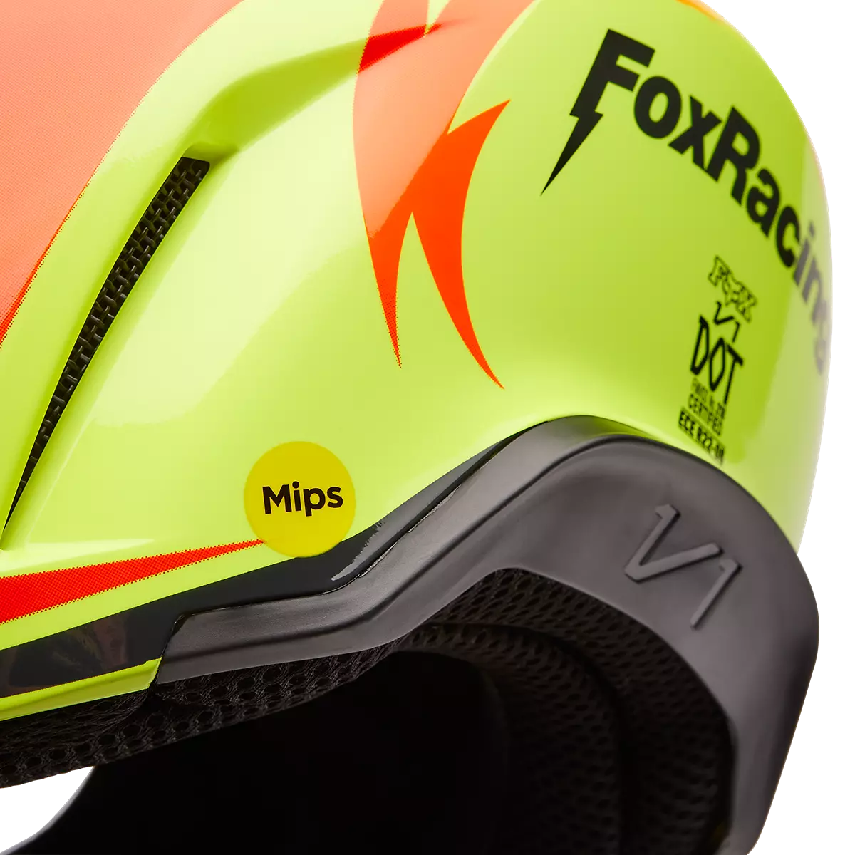Fox Racing - YTH V1 Statk Helmet-Red/Yellow (30484-080)