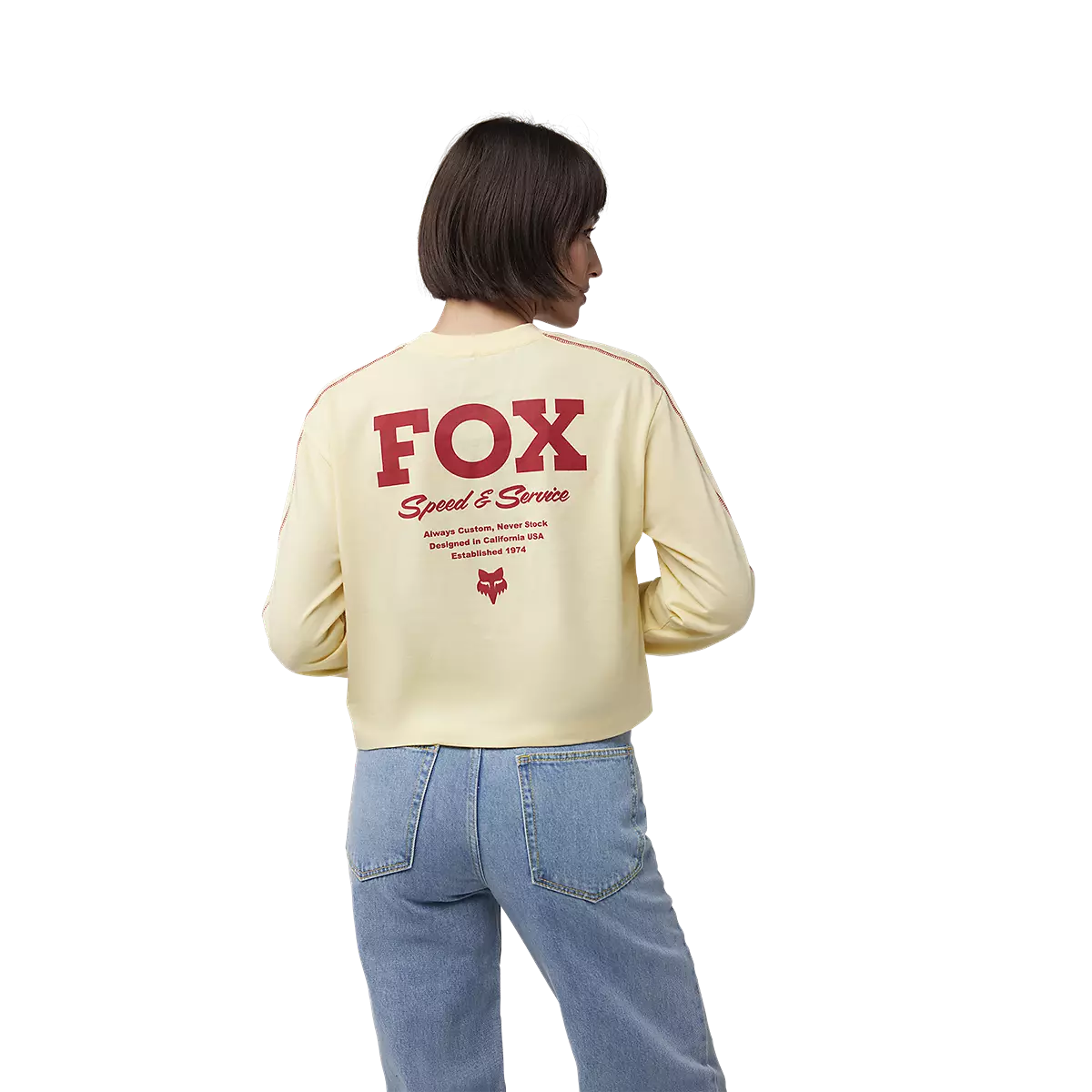 Fox Racing - Womens Speed & Service Long Sleeve Crop Tee-Pale Yellow (32910-274)