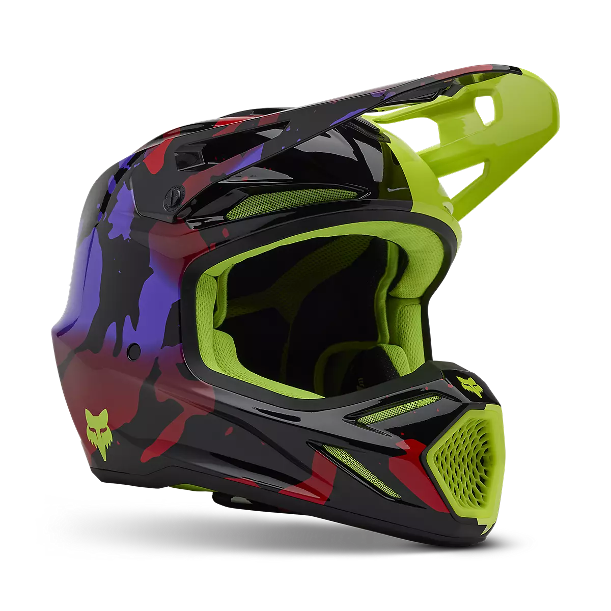 Fox Racing - V3 Throttle Helmet-Flo Yellow (32998-130)