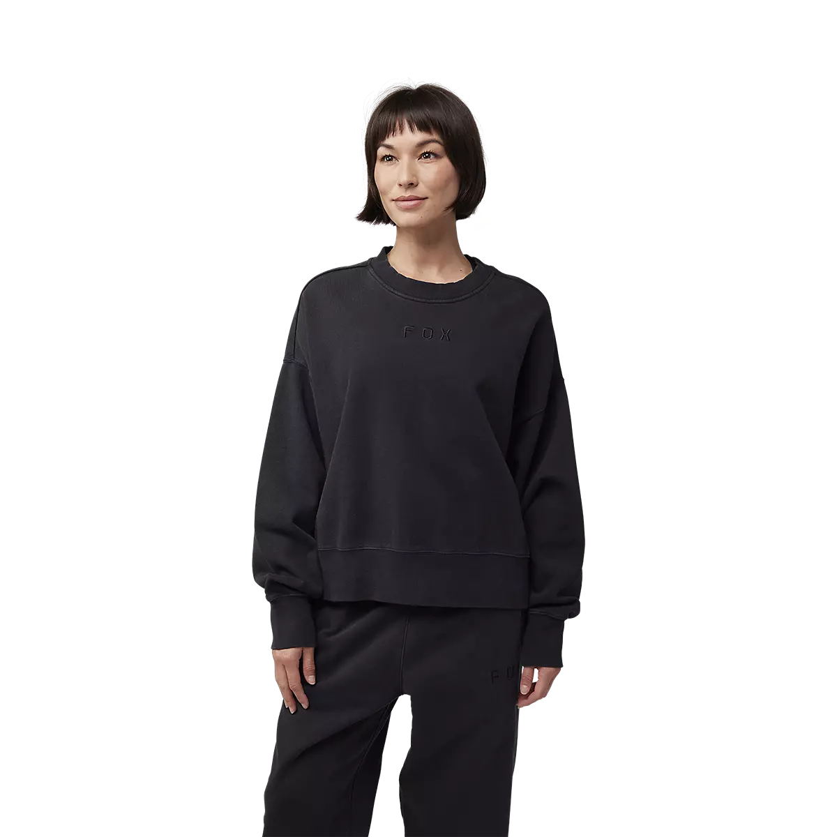 Fox Racing - Womens Wordmark Oversized Crew Pullover-Black (33140-001)