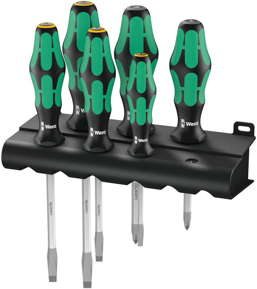 Wera Tools - 334/355 SK/6 Screwdriver set Kraftform Plus Lasertip and rack