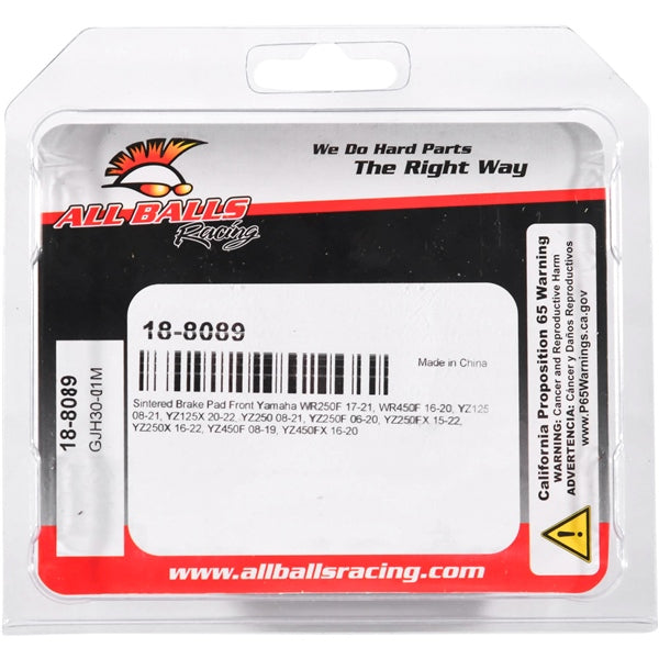 AllBallsRacing-18-8089 BRAKE PAD ALL BALLS 18-8089 714205025903