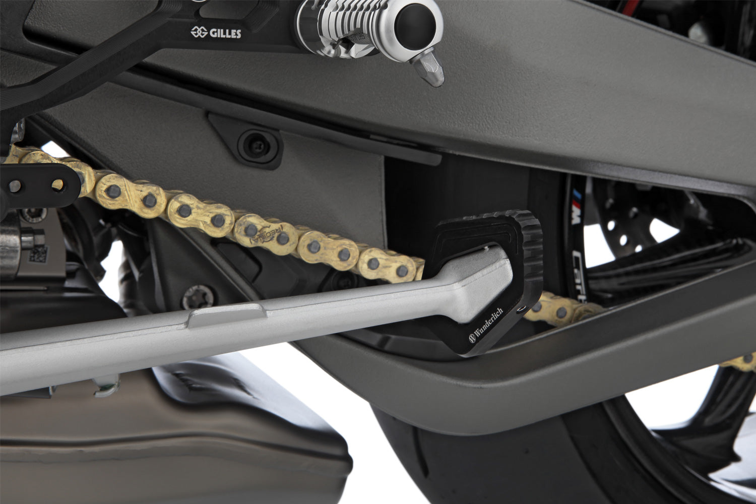 Your S 1000 RR has an especially small side stand footprint and can really benefit from one of these side stand enlargement plates.