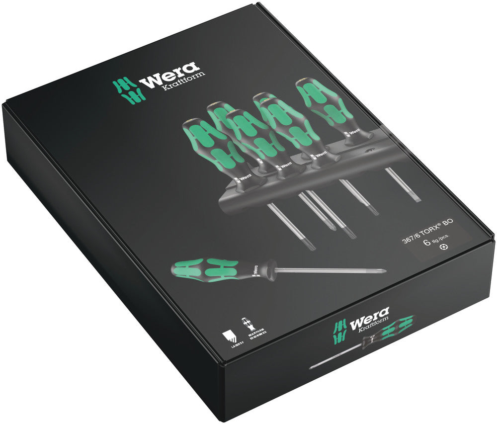 Wera Tools - 367/6 TORX® BO Kraftform Screwdriver set and rack