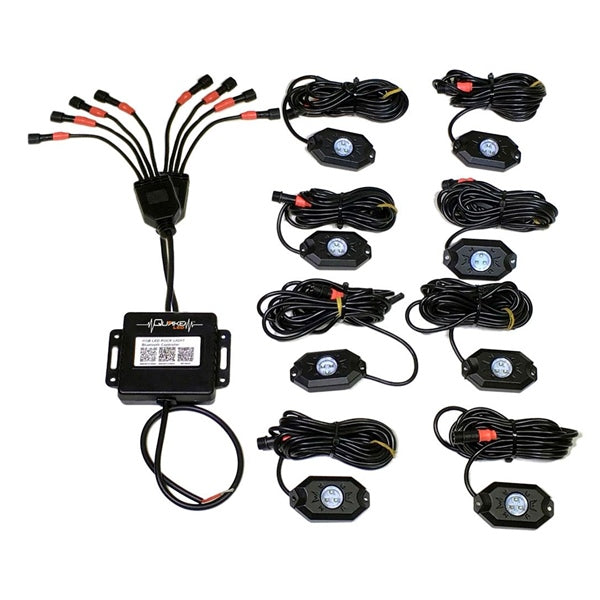 QuakeLed-ROCK LIGHT RGB W/CONTROLLER 8 PCS QTL767