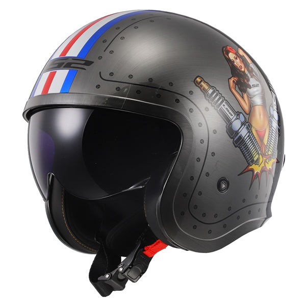 LS2-HELM SPITFIRE SPARK BRUSHED ALLOY 2XL 599-1176 6934432874530