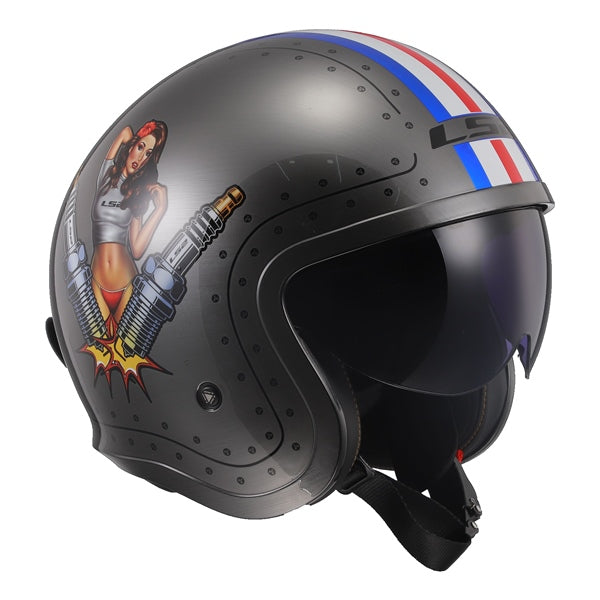 LS2-HELM SPITFIRE SPARK BRUSHED ALLOY 2XL 599-1176 6934432874530