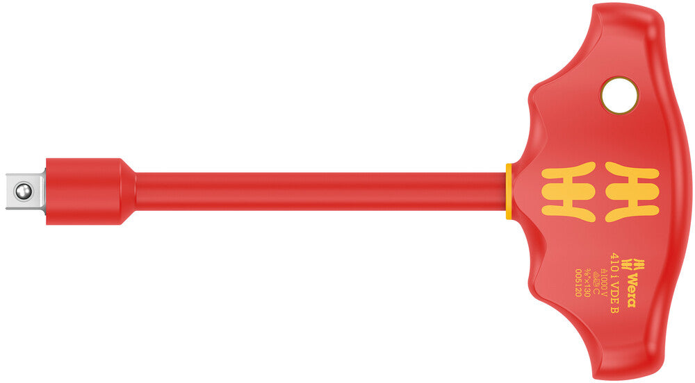 Wera Tools - 410 i VDE B VDE-insulated T-handle adapter screwdriver for 3/8" sockets