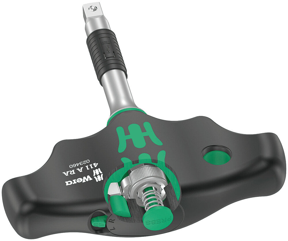 Wera Tools - 411 A RA T-Handle Adapter Screwdriver with Ratchet Function, 1/4"