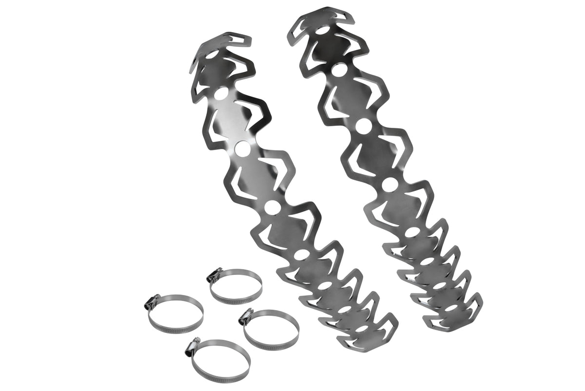 The protector for the R 1200 GS LC exactly matches the round radius of the header pipe assembly, made from aluminium.