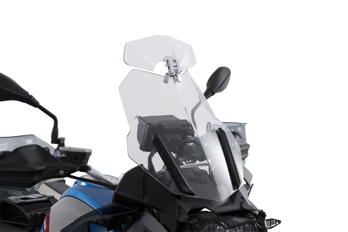 Wunderlich windshield extension Vario-ERGO 3D+ transparent, perfect wind protection thanks to the clever add-on spoiler